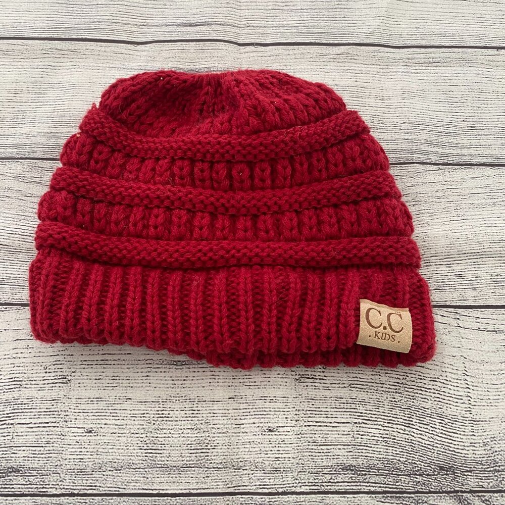 CC Kids Red Beanie Pony Tail EUC